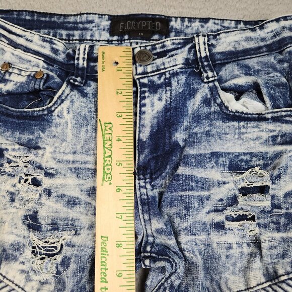 Encrypted Moto Jeans Boy's 16 Acid Wash Blue Denim Pants Stretch Distressed - Picture 10 of 15